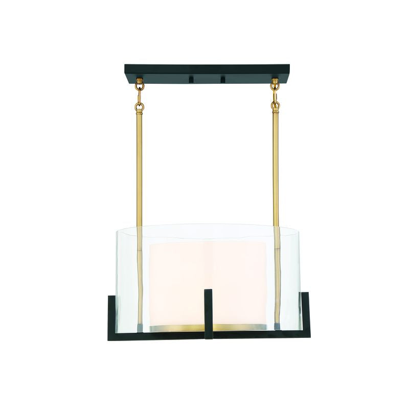Eaton 1-Light Pendant in Matte Black with Warm Brass Accents Matte Black with Warm Brass Accents