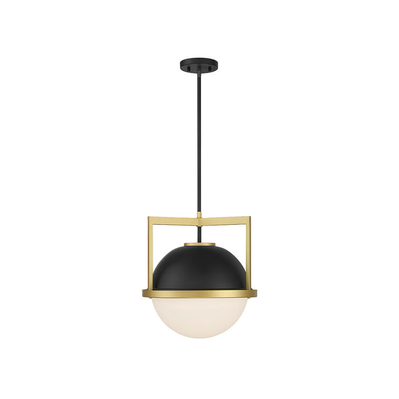 Carlysle 1-Light Pendant in Matte Black with Warm Brass Accents Matte Black with Warm Brass