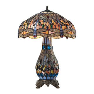 Dragonfly 26'' High 3-Light Table Lamp - Tiffany Glass