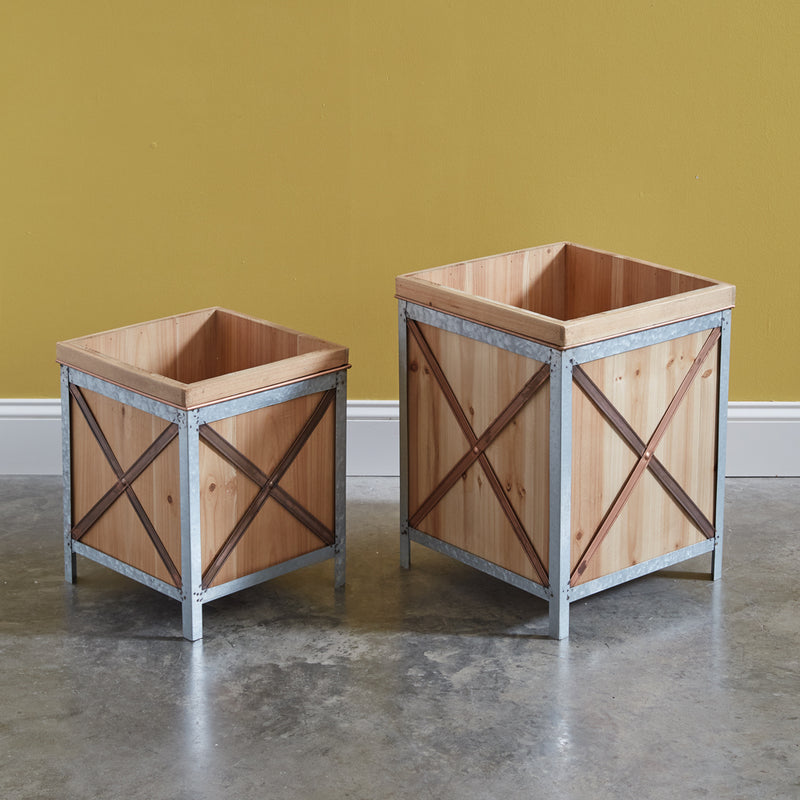 Set of Two - Wood Planter Boxes