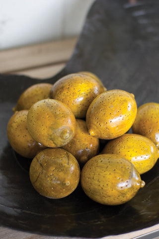 Set Of Twelve Hand-Carved Wooden Lemons