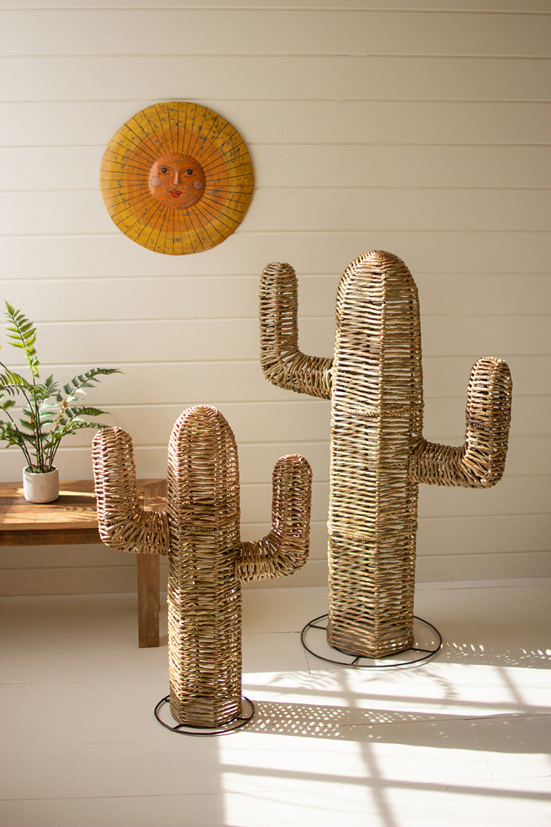 Set of Two Woven Seagrass Cacti