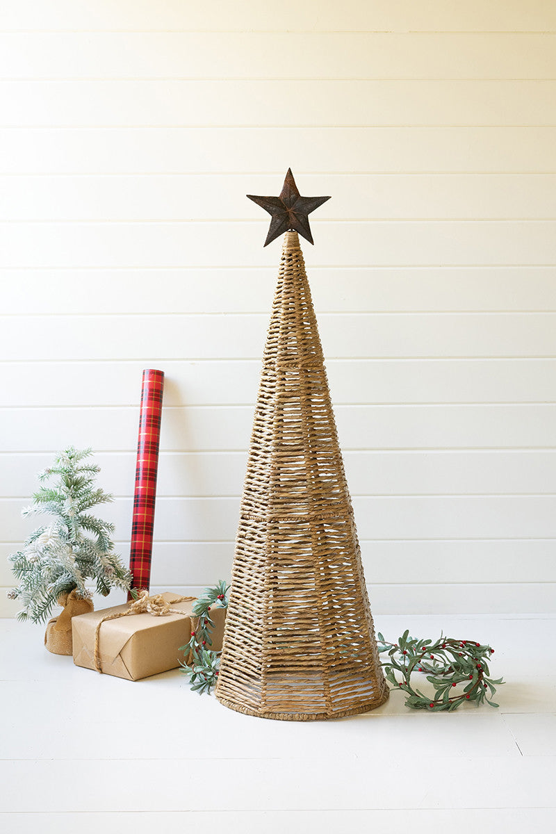 Seagrass Christmas Tree with Metal Star