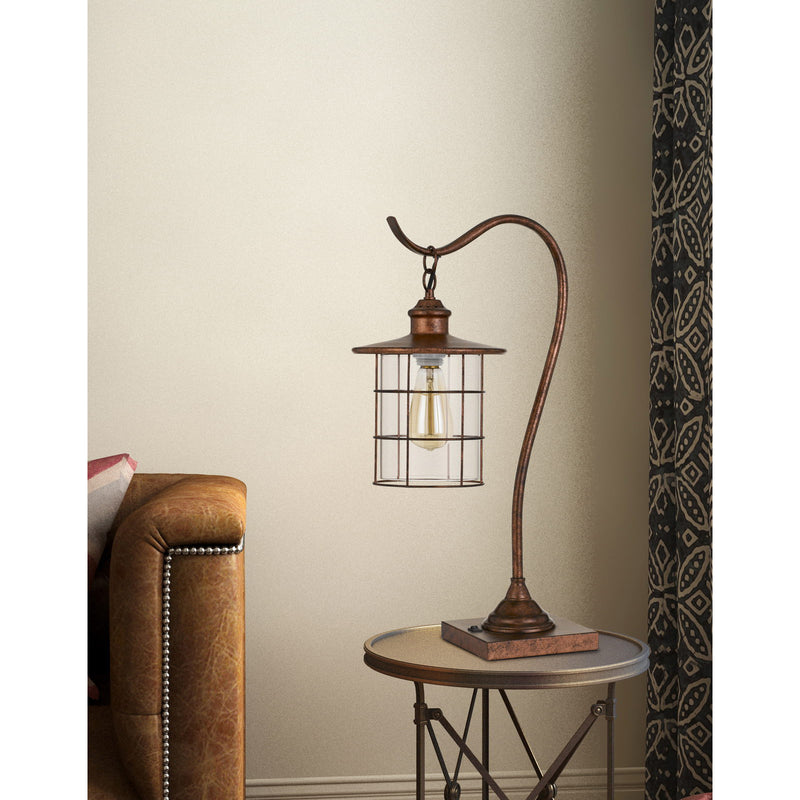 Lantern Style Desk Lamp in Rustic Finish