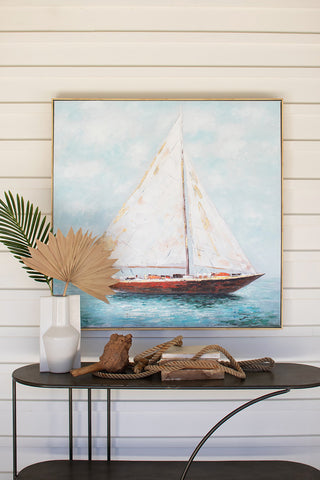 Oil Painting of a Framed Sailboat