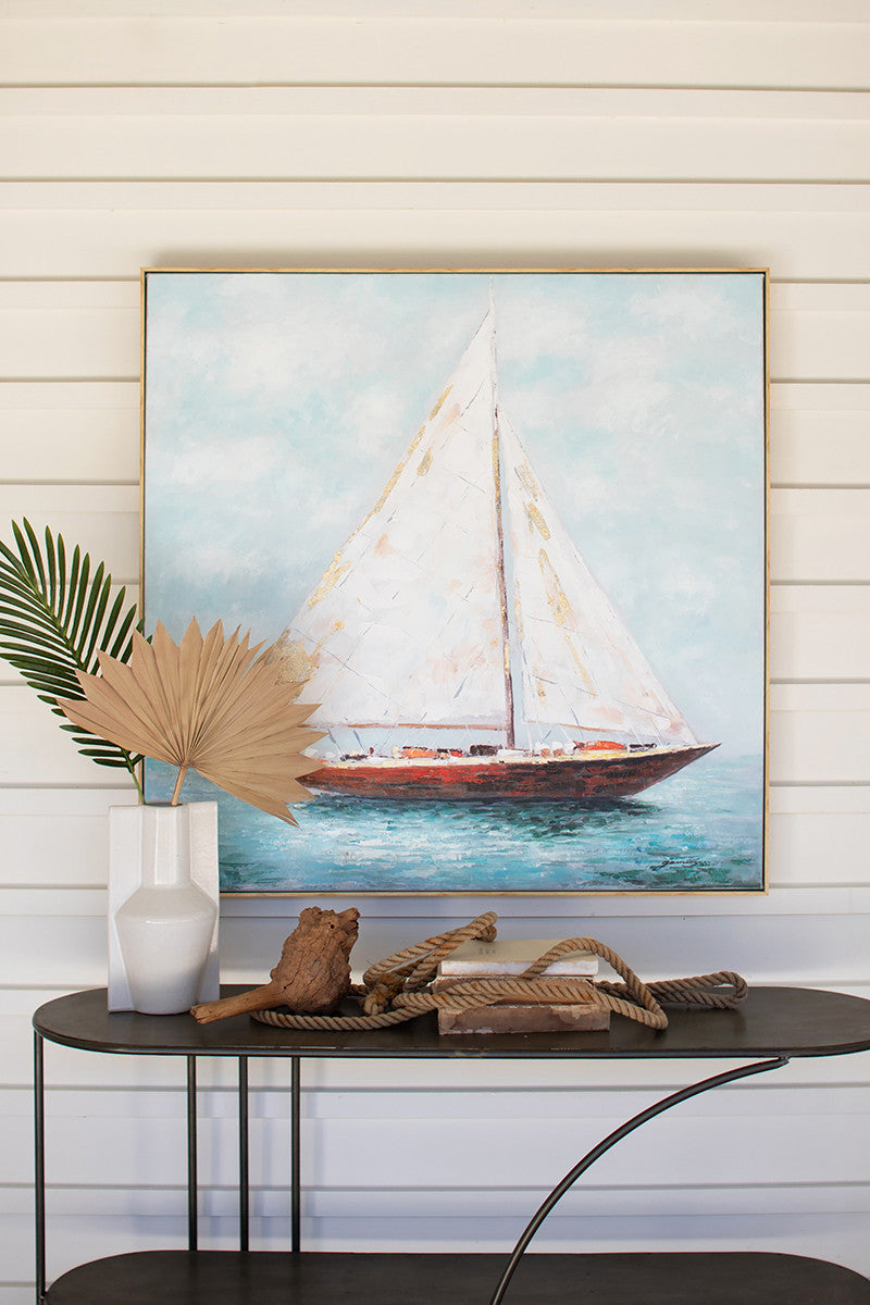 Oil Painting of a Framed Sailboat