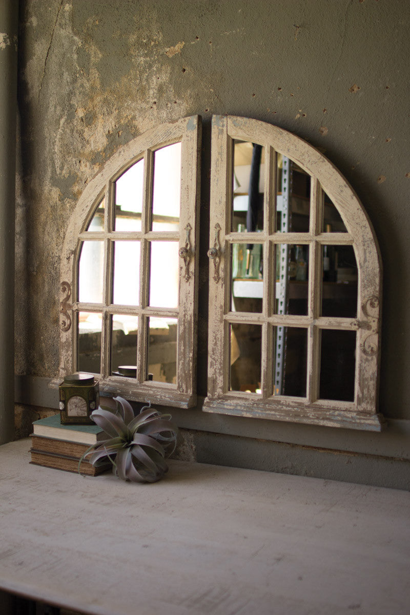 Set of 2 Arched Window Mirrors