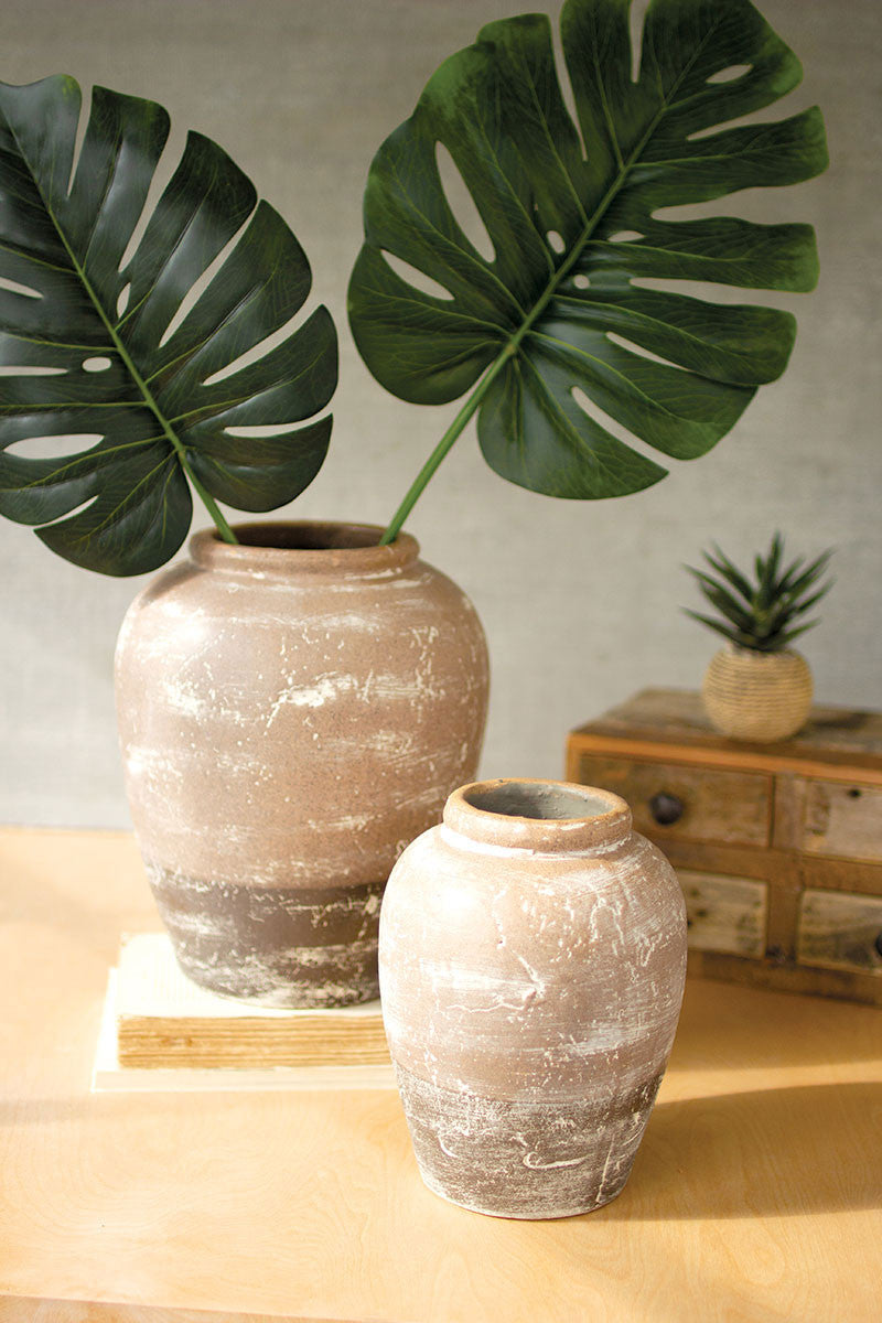 Set of 2 Ceramic Two-Toned Vases