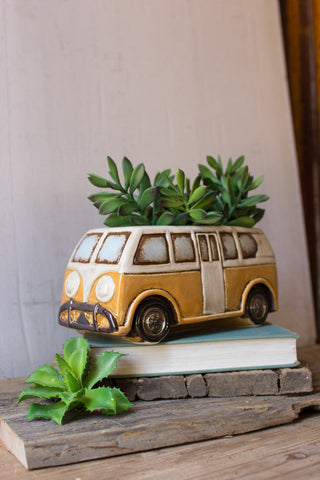 Ceramic Van Planter in Yellow Finish