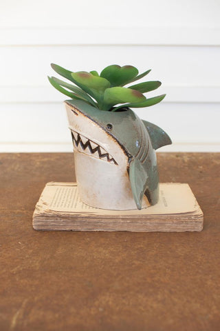 CERAMIC SHARK PLANTER