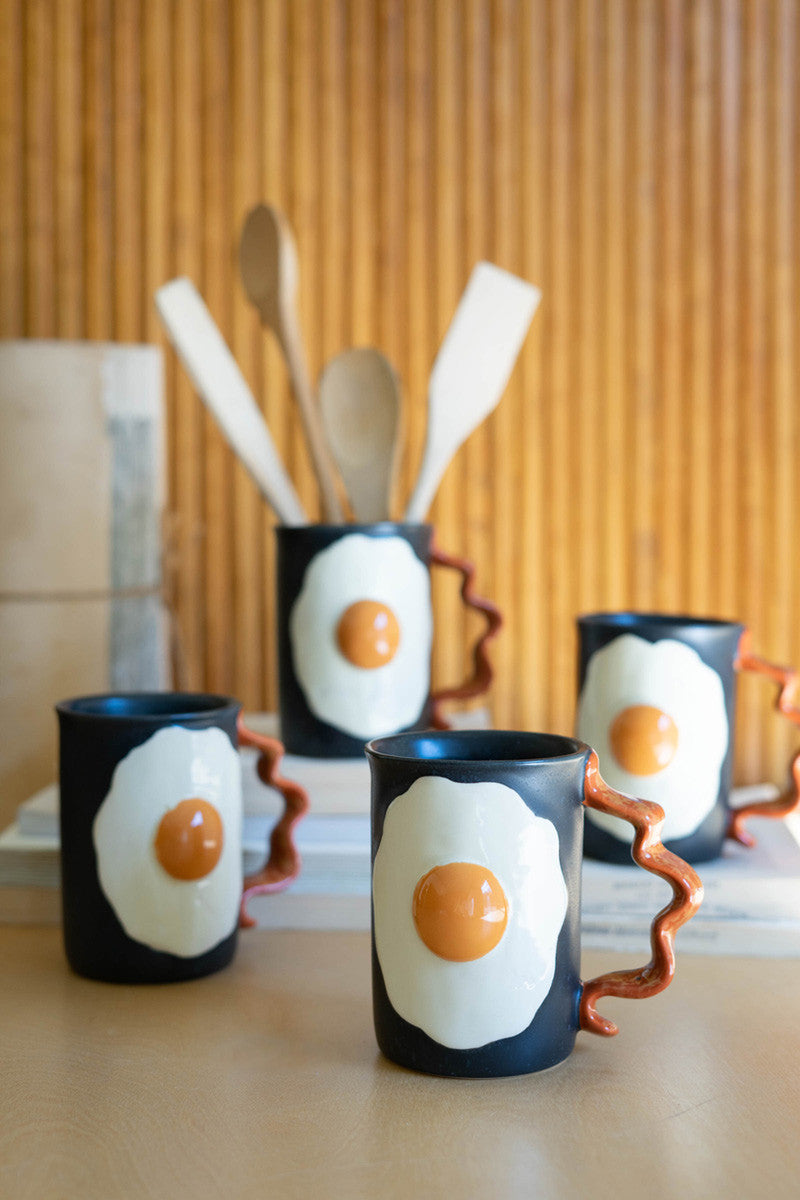 Ceramic Bacon and Eggs Mug - Set of 4