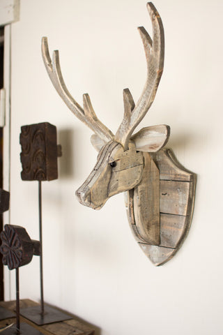 Wood Deer Head Wall Hanging