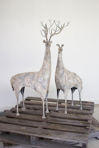 SET OF TWO METAL DEER