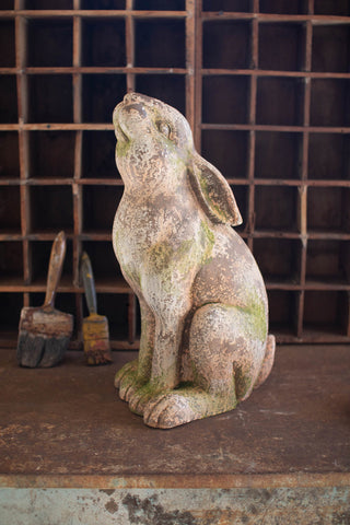 Faux Concrete Rabbit with Head Up