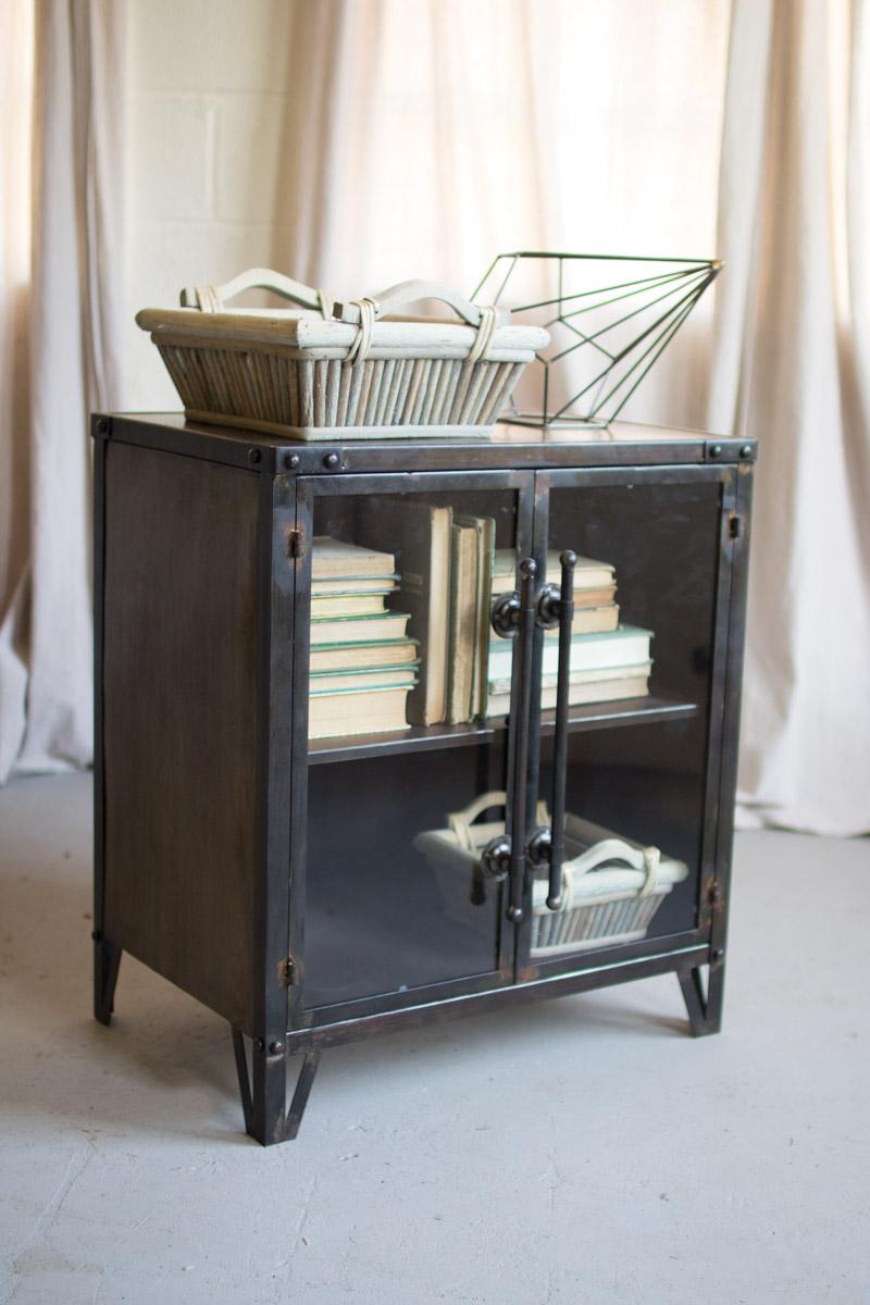 Metal Cabinet With Two Glass Doors