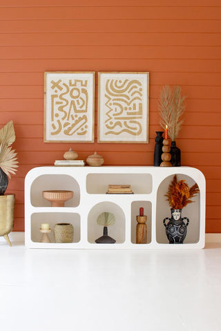 WHITE WOOD CONSOLE TABLE