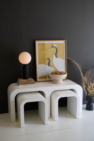 White Wood Rectangle Coffee Table with Nesting Accent Tables