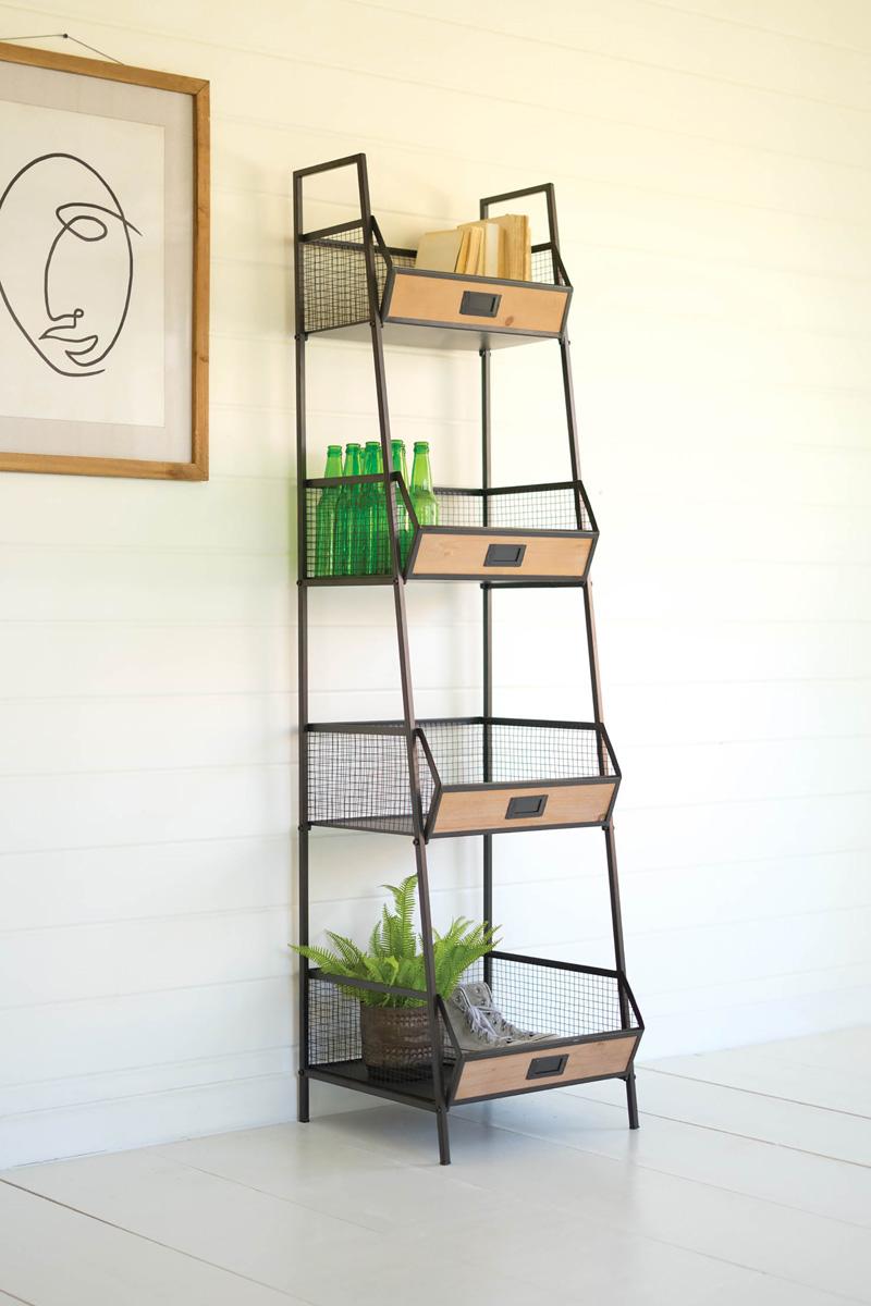 METAL STORAGE STAND WITH WOODEN DRAWERS