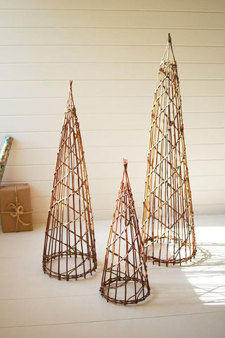 SET OF THREE NESTING TWIG CHRISTMAS TREES