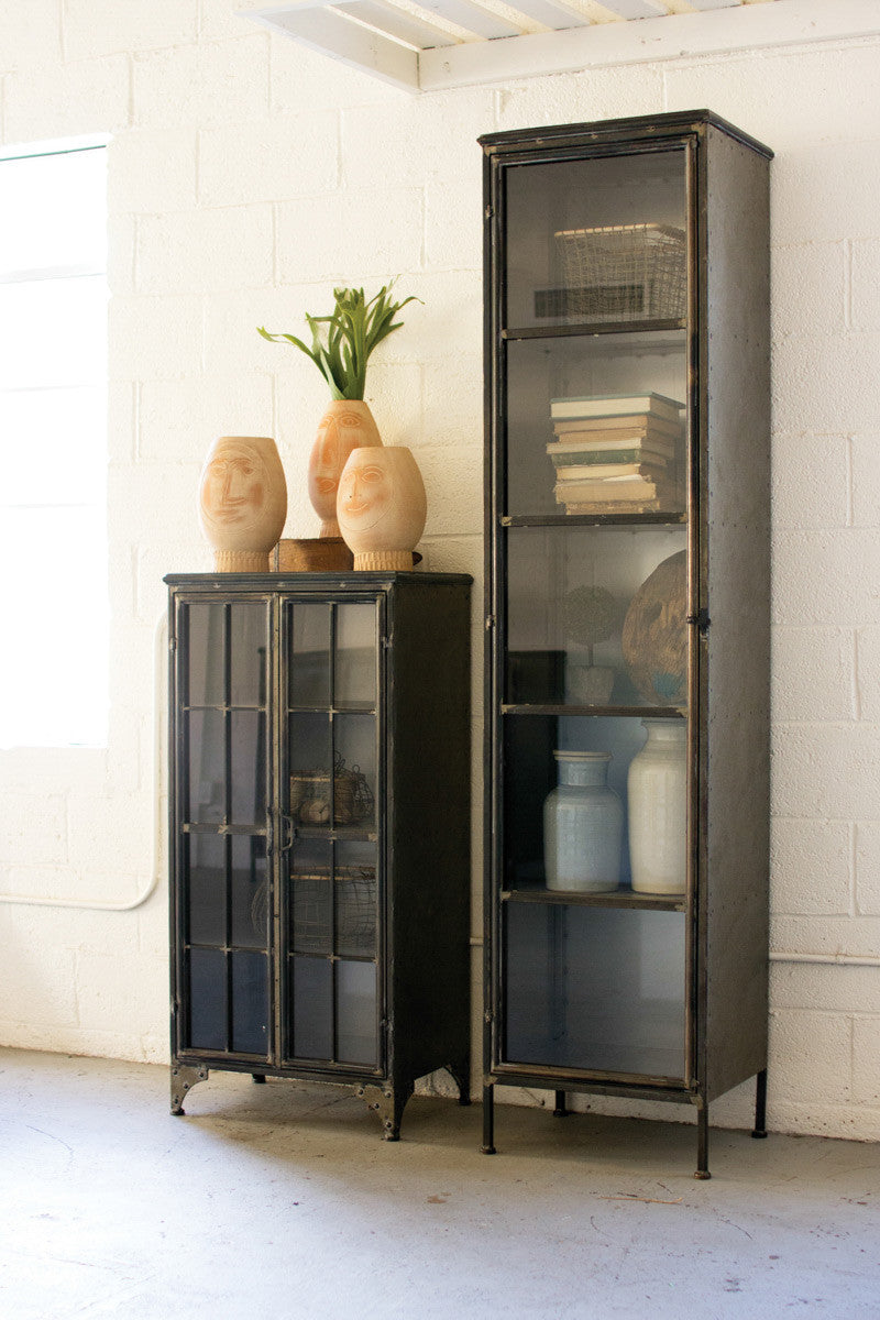 Iron and Glass Two Door Apothecary Cabinet