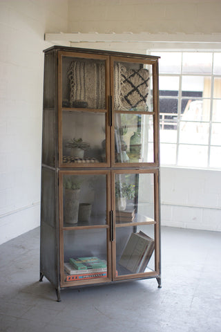 Metal & Wood Slanted Display Cabinet