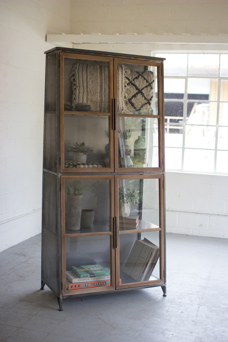Metal & Wood Slanted Display Cabinet