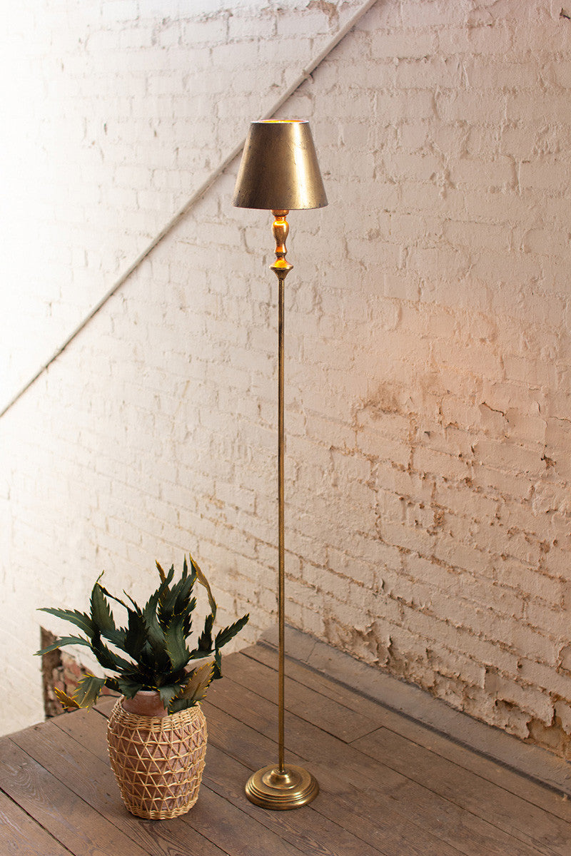 Modern Farmhouse Gold Floor Lamp with Metal Shade