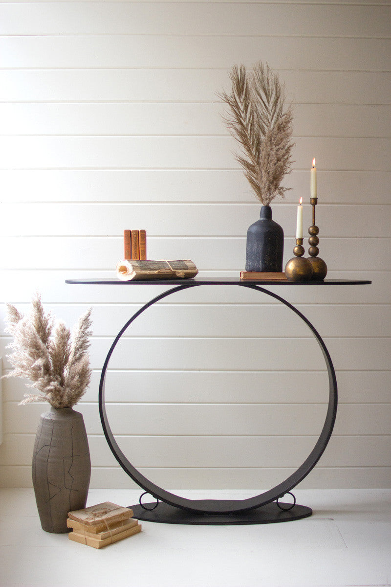 Oval Metal Console Table