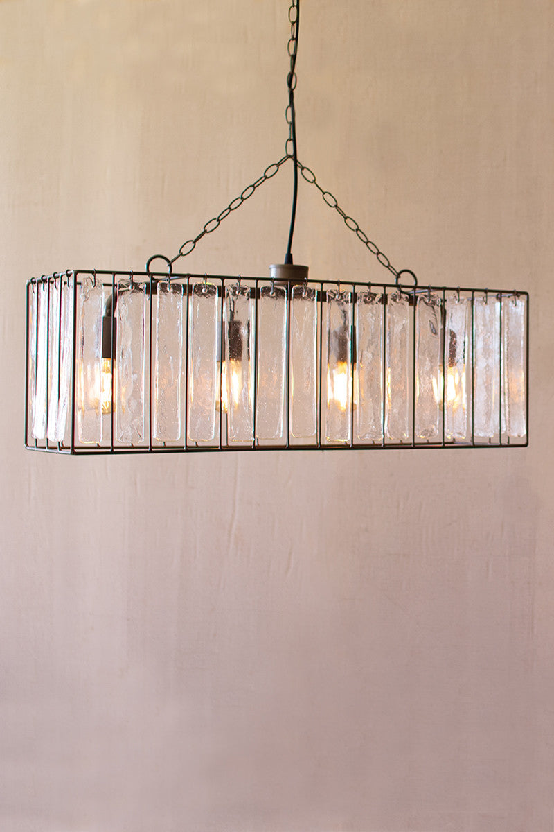 Metal Pendant Light with Glass Chimes