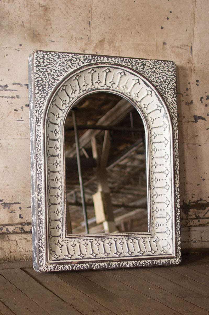 Pressed Metal Arched Wall Mirror