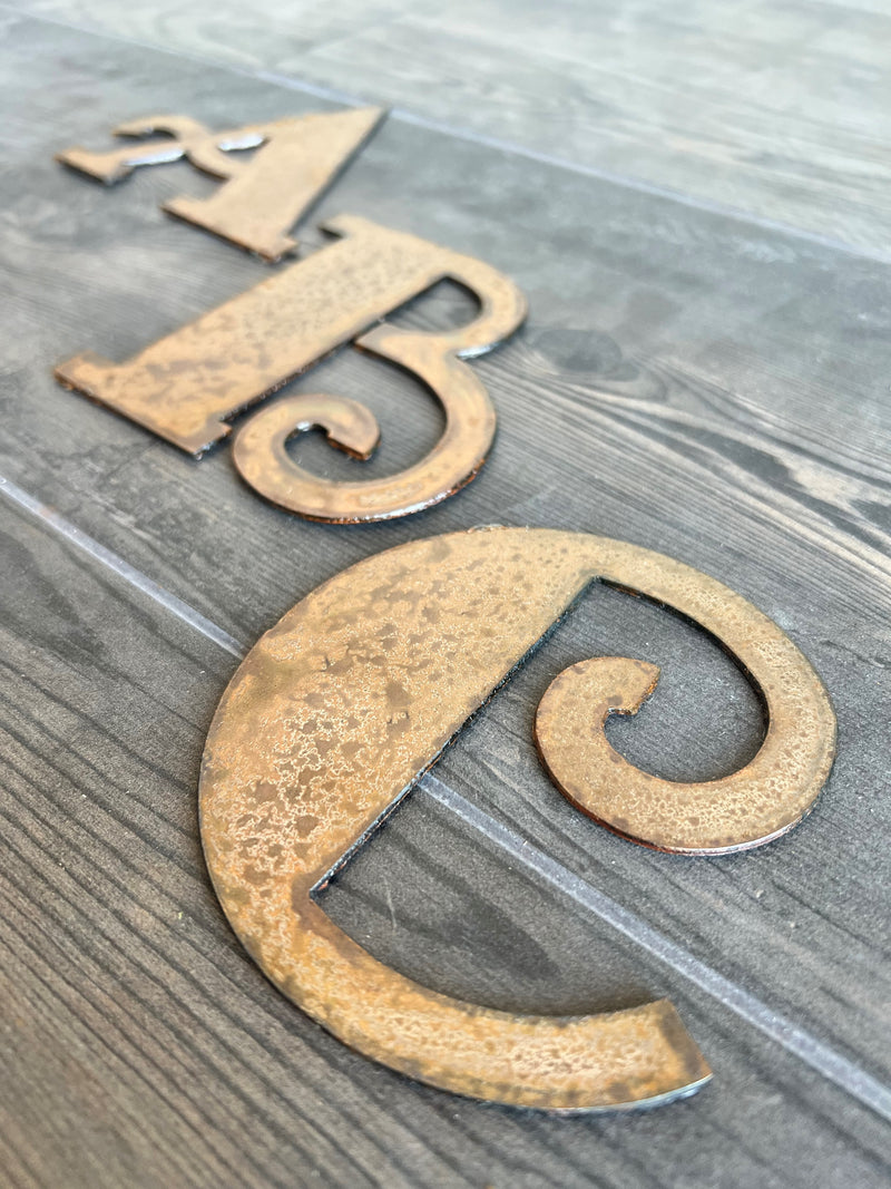 6 Inch Metal Numbers and Letters- RUSTY or NATURAL Steel Finish