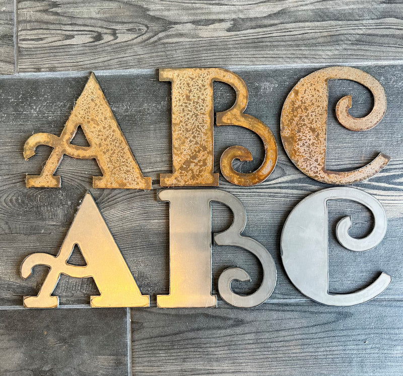 8 Inch Metal Numbers and letters- Rusty or Natural Steel Finish