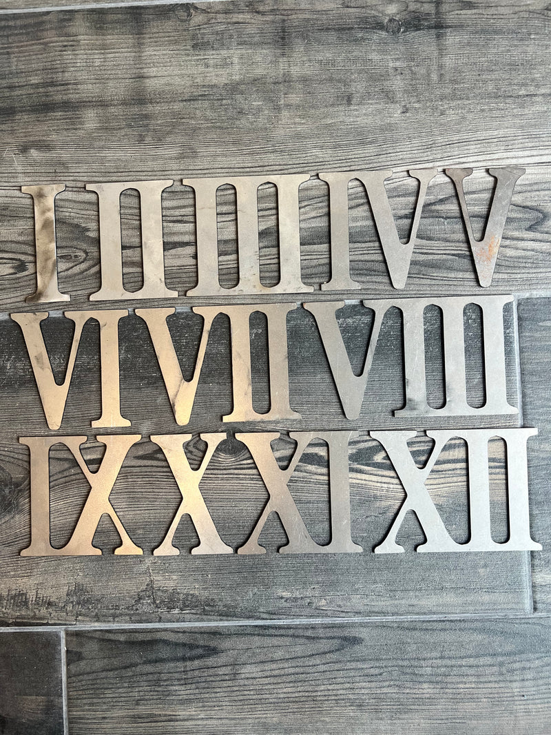 3 Inch Metal Roman Numerals - Rusty or Natural Steel Finish