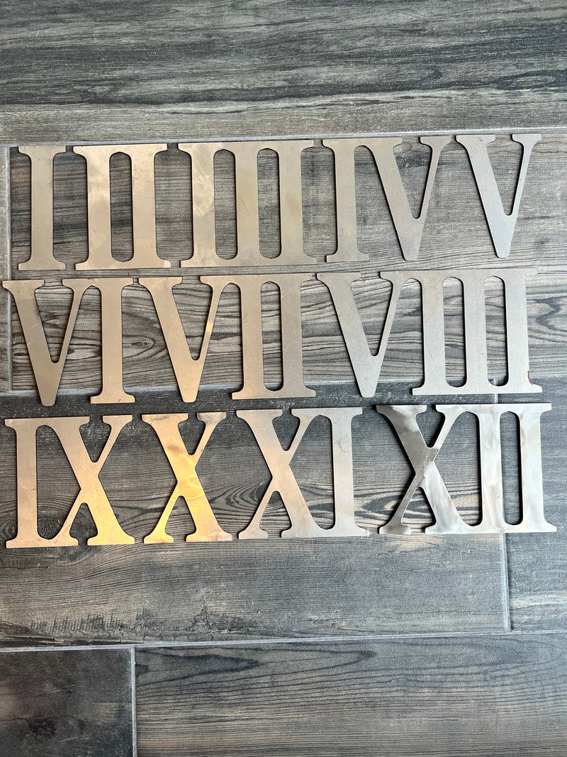 4 Inch Metal Roman Numerals - Rusty or Natural Steel Finish