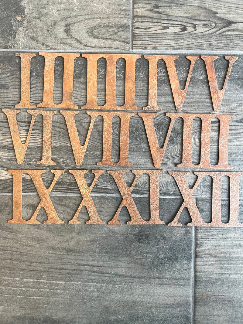 2 Inch Metal Roman Numerals - Rusty or Natural Steel Finish