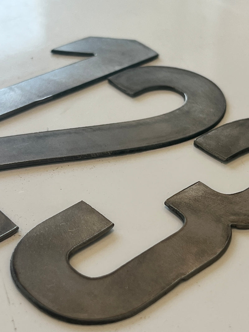 5 Inch Metal Letters and Numbers - Rusty or Natural Steel Finish - Sea Foam