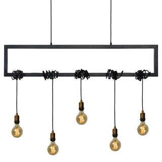 Large Iron Chandelier with Hanging Bulbs