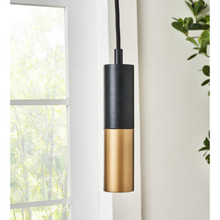 Modern Iron Pendant in Brass and Black Finish