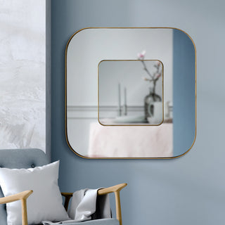 Large Gold Mirror with Grey Center Mirror