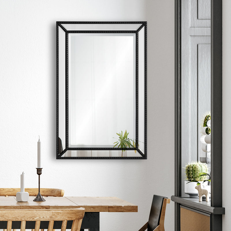 Large Wall Mirror with Black Accents