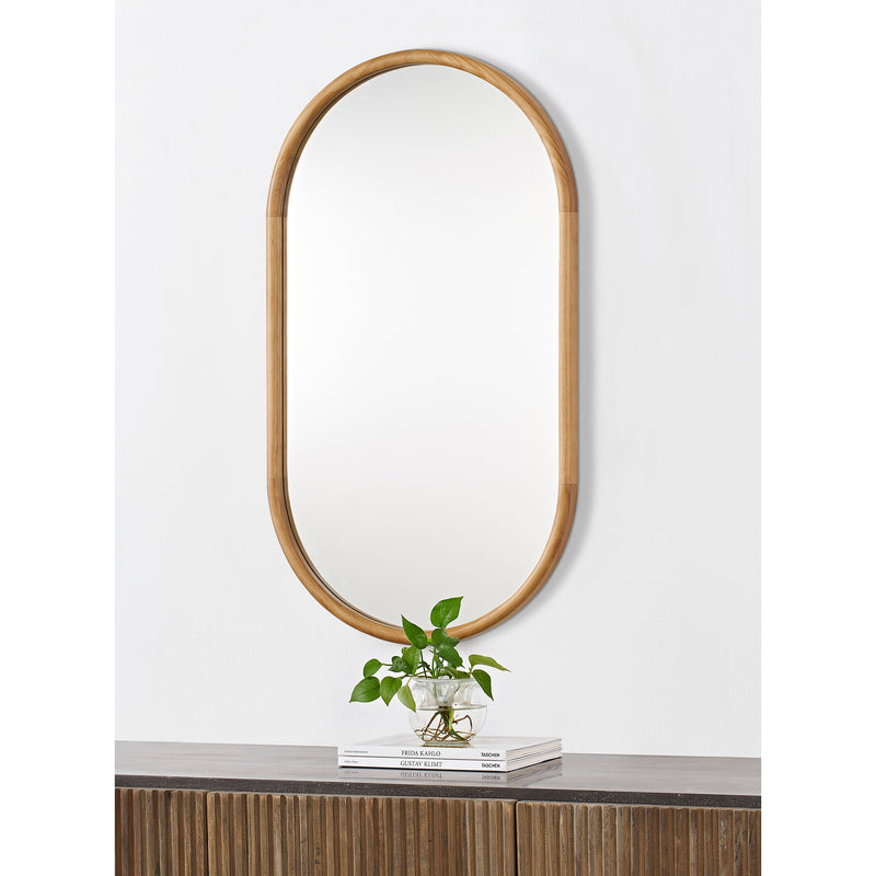 Farmhouse Oval Mirror with Pinewood Frame
