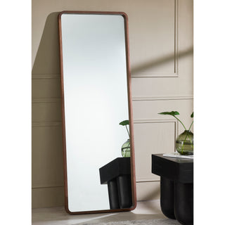 Large Rectangular Floor Mirror with Wooden Frame