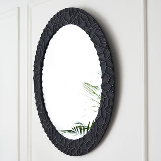 Large Round Wall Mirror with Dark Charcoal Finish