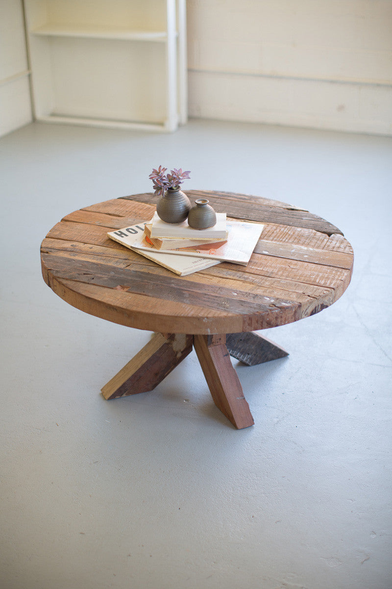 Round Recycled Wood Coffee Table