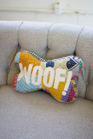 KANTHA BONE PILLOW - WOOF !