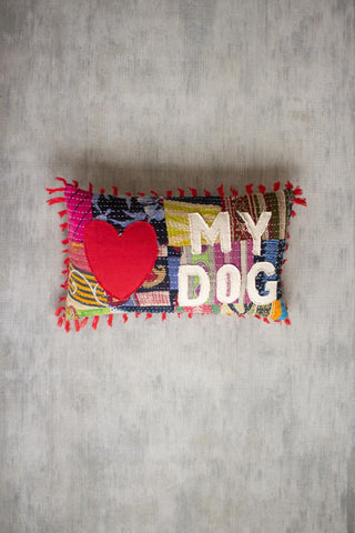 LOVE MY DOG KANTHA PILLOW