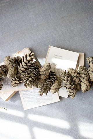 FROSTED GREEN PINE CONE GARLAND