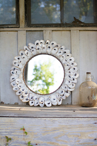 Large Round Oyster Shell Mirror