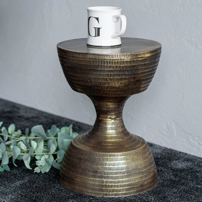 Aluminum Accent Table in Brass Plated Finish