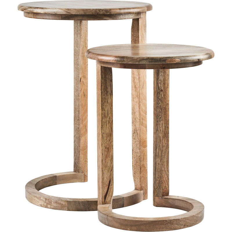 Set of 2 Walnut Wood Accent Tables